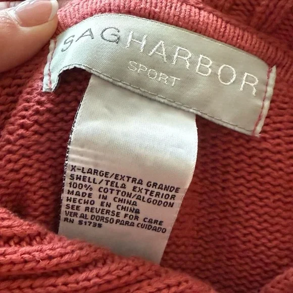 Sag Harbor Pink Hooded Cardigan Sweater - Picture 3 of 3